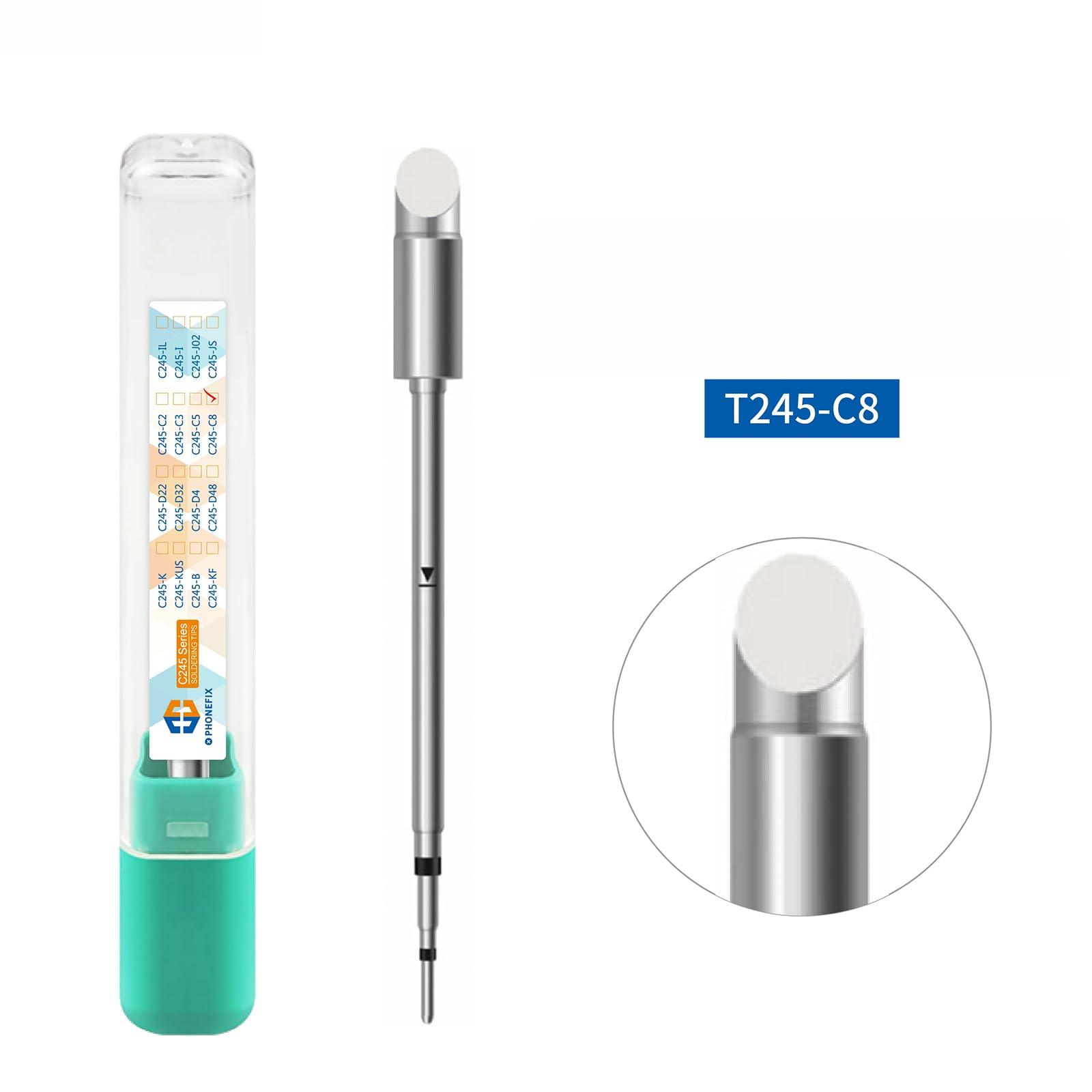Juego de 4 puntas de soldador serie C245, puntas de repuesto C245-C2, C3, C5, C8, herramienta de soldadura de cabeza de hierro de soldadura compatible con estación de soldadura de mango de la