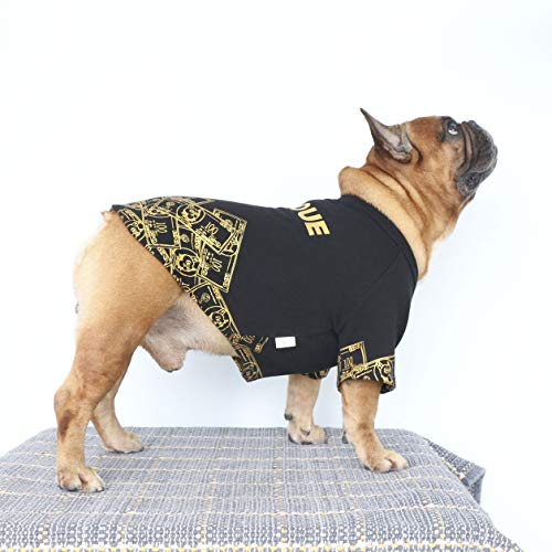 Ichoue Rich Dog Series Pet Clothes Shirt T-Shirt Pullover Tank Top French Bulldog Pug Boston Terrier T-Shirt - Black Money, M #TOP4