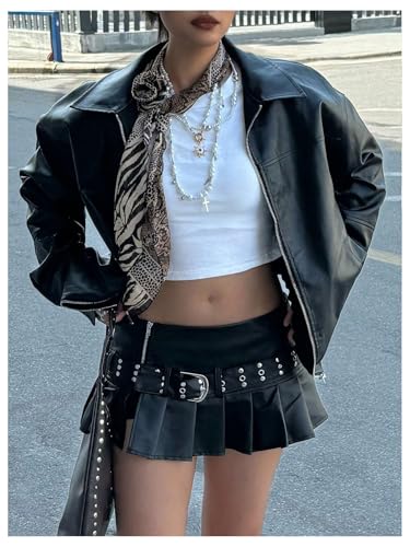 SOLY HUX Women's PU Leather Zip Up Jacket Motorcycle Baggy Bomber Coats Winter Clothes3