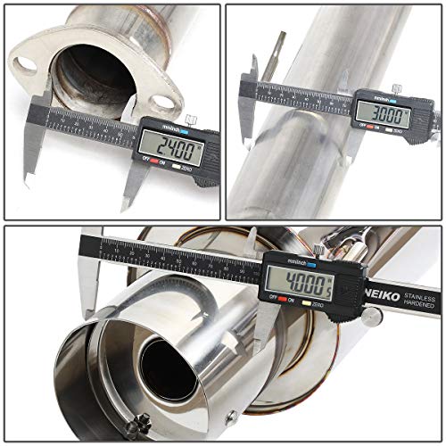 4 Inches Muffler Round Tip Catback Exhaust System Compatible With Mitsubishi Eclipse V6 00-05 #TOP5