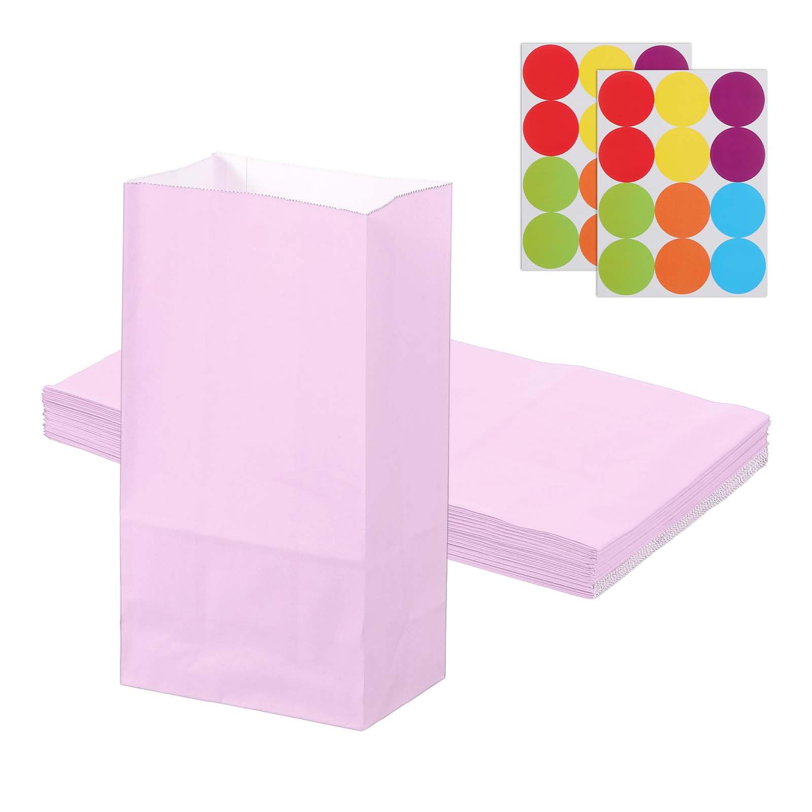 PATIKIL Party Favor Bag, 24 Pcs 13x8x24cm Paper Candy Bags Gift Treat Celebration Halloween Goody Birthday Wedding Party with Stickers, Soft Purple