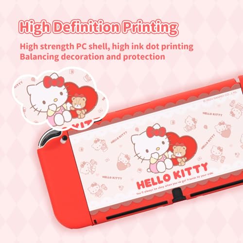 Image of Kuitmor Protective Shell for Switch OLED,Slim Cute Pattern Dockable Cover Case Compatible with Switch OLED,Anti-Scratch and Shock-Absorption Design Cover Skins for Joystick(Hello Kitty)