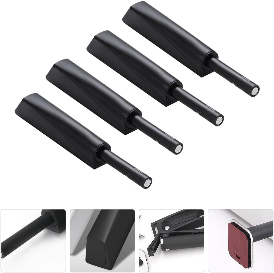 Push Door Catch Cabinet Open Magnet Touch Furniture Latches Wardrobe Catches Damper Cupboard Buffers Closure Closer Release - (Color: Black)