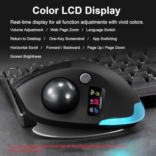 Ratón trackball inalámbrico de 8000 dpi negro con conexión para 3 dispositivos 3