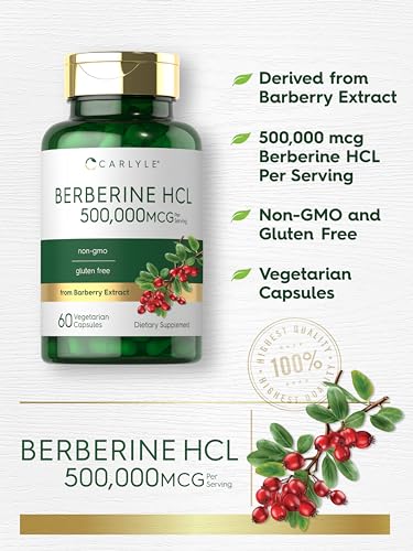 Carlyle Berberine HCL Supplement | 500,000mcg | 60 Capsules | Vegetarian, Non-GMO, Gluten Free - Thumbnail 4