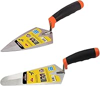 Jeyssui 6" Concrete Trowel Set, 2PCS Carbon Steel Pointing & Gauging Masonry Tools with Non-Slip Rubber Grip Handles