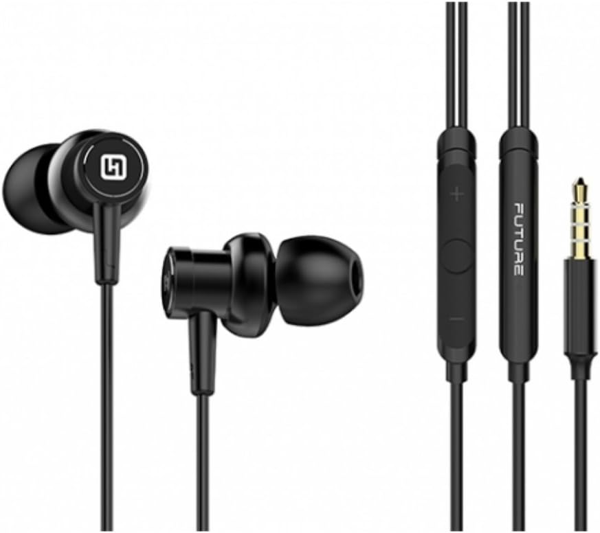 HiFuture Hi5 Deep and Balanced Bass Hi-Res Stereo Sound in-Ear Metallic Wired Hybrid Advanced Technology Earphone with Mic for Smartphones, Featured Phones, Tables, PSP, Laptop and PC (Black)