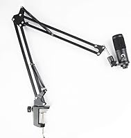 Vista 3 de Vault MS126-1 Soporte de brazo extensible de tijera para micrófono dinámico y condensador con soporte de clip de micrófono y abrazadera de montaje