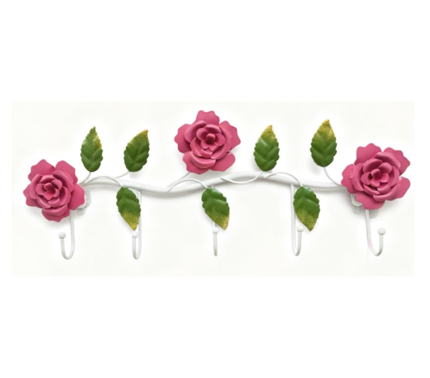 Azhkjkzh Pink Coats Hooks Wall Mounted Metal Wall Hooks Rose Flower Coat Rustic Style For Bathroom Decoration Clothes Towel(Pink)