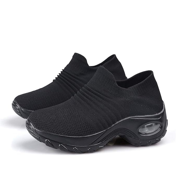 nisco care Women's Walking Shoes Sock Sneakers - Mesh Slip On Air Cushion Lady Girls Modern Jazz Dance Easy Shoes Platform Loafers-picture-56