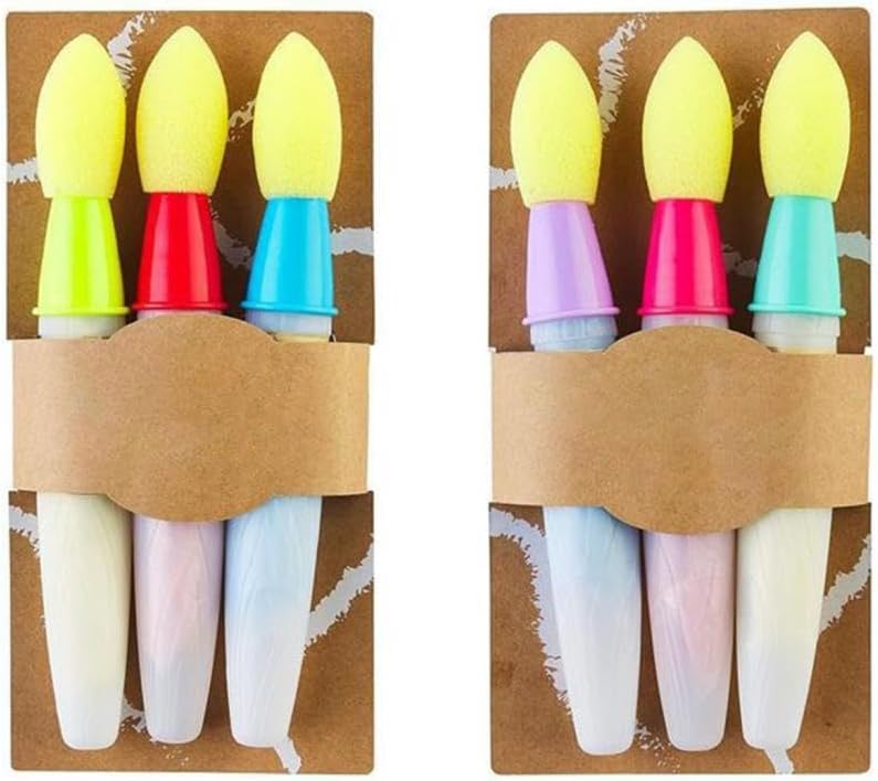 CALANDIS? 3X Sidewalk Chalk Paint Brushes Set DIY Craft Drawing Chalk Painting Brushes Green Color Blue Red | Artists Brushes | Painting Supplies | Art Supplies