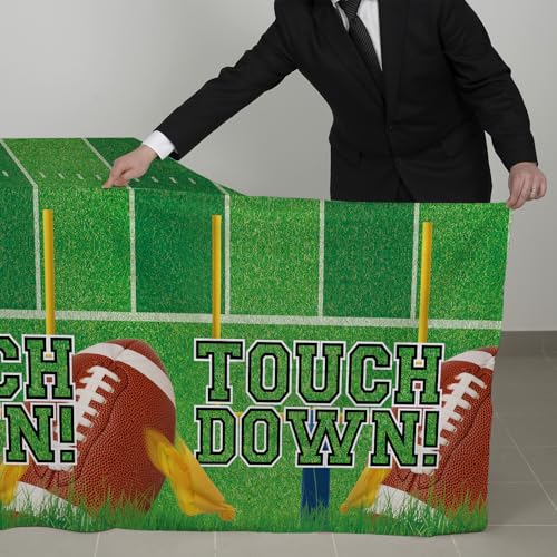 Image of Gatherfun 2-Pack Football Decorations - Touchdown Tablecloth Set, 54x108 Disposable Plastic Covers for Game Party, Birthday Party & Football-Themed Favors
