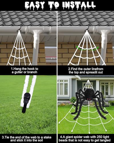 Amazon – 16.4' Light-Up Halloween Spider Web w/ 48" Spider - image 6