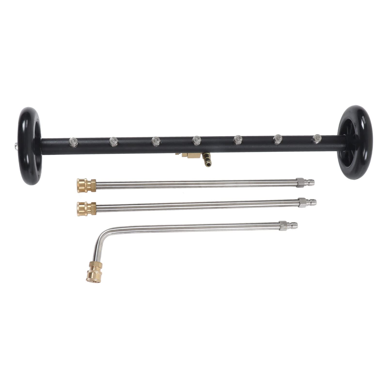 Fockety Pressure Washer Undercarriage Cleaner, 2 in 1 4000 PSI Underbody Car Wash Water Broom Power Washer Cleaner, 7 Holes Undercarriage Water Broom with 3 Extension Wands (7