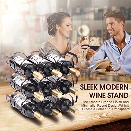 APEXCHASER 3 Tier stapelbaar wijnrek, 9 flessen aanrecht wijn opslag Stand plank, tafelblad gratis staande wijn… - Image 7