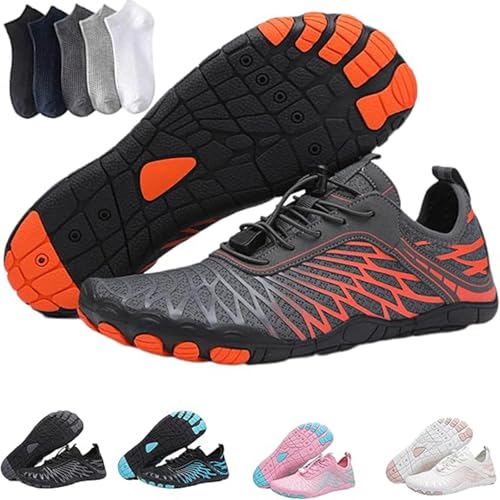 Giltpeak Hiking Barefoot Womens Men, Shoes with Wide Toe Box, Healthy and Non-Slip(Orange,9-9.5Women)