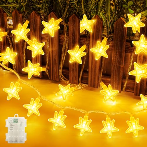 Lincentra Star Fairy Lights 5M 30LED Christmas Fairy Lights Battery Operated IP65 Waterproof Xmas String Lights with Timer Star Decoration Lights for Wedding Birthday Party Bedroom Indoor Outdoor