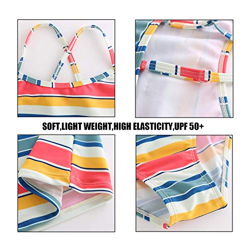 Image of Girls Two Piece Tankini Swimsuits Hawaiian Ruffle Bathing Suit Summer Beach Swimwear Set