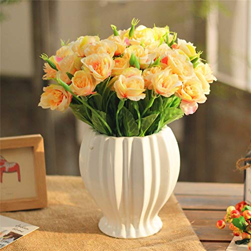 LXFLY Flores Artificiales Hogar Oficina De La Decoración Dormitorio Sala De Estar Flor Falsa Ramo De Rosas Set Adornos Plastico T