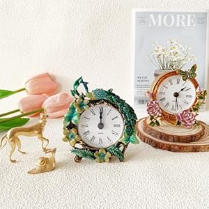 Vintage Mini Analog Table Clock, Silent Small Table Clock with Hand-Painted Metal Body and Battery Operated Non-Ticking Clock Core for Shelf, Bedroom, Bedside, Desk, Gift Clock Vintage Mini Analog Table Clock Silent Small Table Clock with Hand Painted Metal Body and Battery Operated Non Ticking Clock Core for Shelf Bedroom Bedside Desk Gift Clock