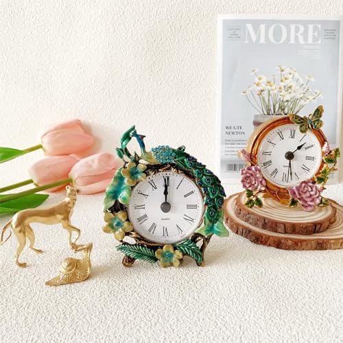 Vintage-Mini-Analog-Table-Clock-Silent-Small-Table-Clock-with-Hand-Painted-Metal-Body-and-Battery-Operated-Non-Ticking-Clock-Core-for-Shelf-Bedroom-Bedside-Desk-Gift-Clock Vintage Mini Analog Table Clock Silent Small Table Clock with Hand Painted Metal Body and Battery Operated Non Ticking Clock Core for Shelf Bedroom Bedside Desk Gift Clock