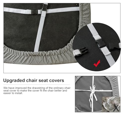 Image of Genina Waterproof Seat Covers for Dining Room Chair Cushion Covers Set of 2 | Jacquard Removable Machine Washable Kitchen Chair Seat Slipcovers,Pet Hair And Stain Protection,Stretch Chair Protector