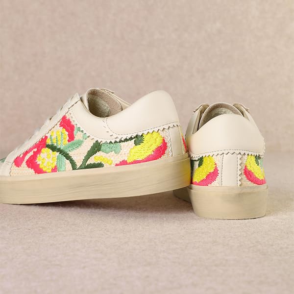 Image of Mi.iM Gaby Rubber Sole Lace-up Snake Print Suede Star Sneakers (Floral, US Footwear Size System, Adult, Women, Numeric, Medium, 7.5)
