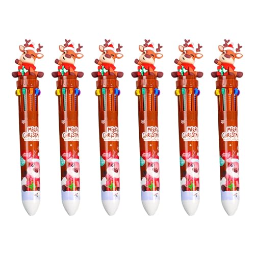 6x シャトルペン 10 で 1 マルチカラー格納式ボールペン漫画クリスマスボールペン学校事務用品