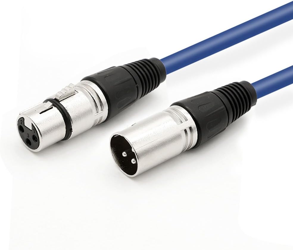 DREMAKE 50 Ft XLR to Speaker Cable 3Pin XLR M to XLR F Cable Snake Patch Cord for Microphone, Recording, Live Sound & Performance - Blue