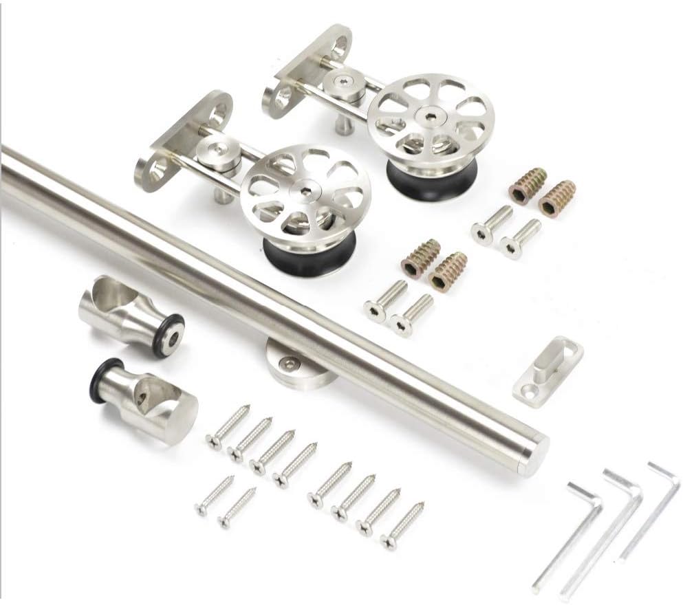 Fortune Stainless Steel Sliding Barn Door Hardware Kit 6.6FT (2000mm) Track Single Door Kit