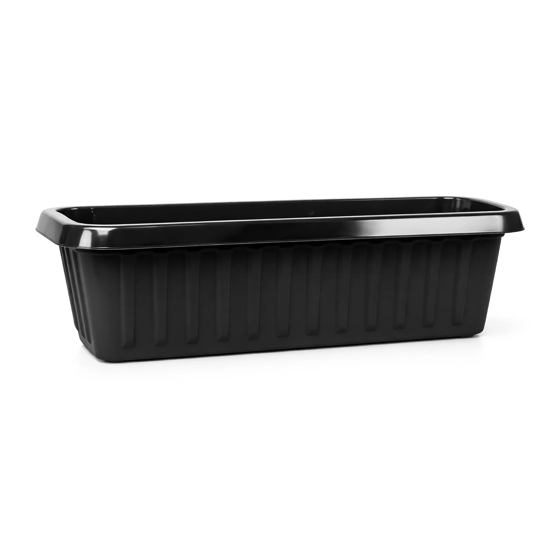 Simpa Black Plastic Chunky Garden Trough Planter Pots 75Cm Length - Single Pot - Suitable For Indoor Or Outdoor Use With Diy Drainage Holes.