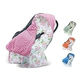 Einschlagdecke Babyschale Winter Universal Kuscheldecke 90x90cm für Buggy Kinderwagen (Rosa Blumen)