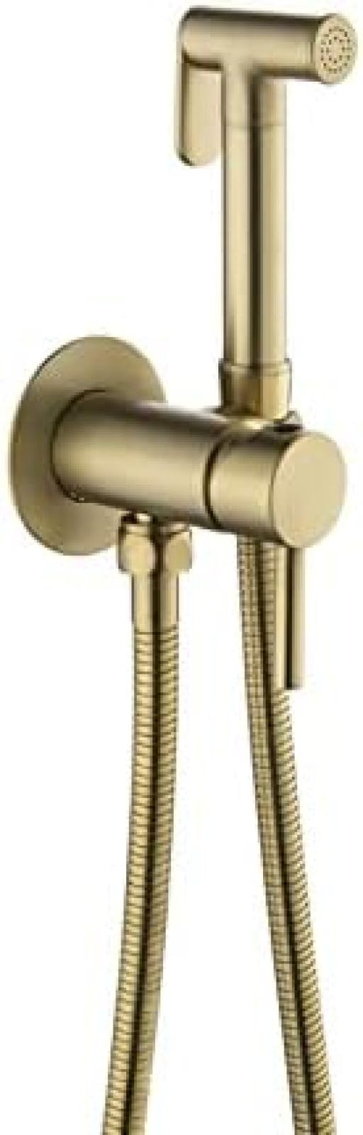 Bidet Sprayer for Toilet, Wall Mounted Hot and Cold Bidet Faucet, Handheld Cloth Diaper Sprayer Kit,Gunmetal Gray,Brushed Gold