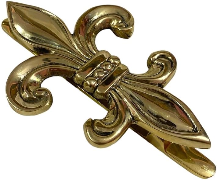 Fleur-de-Lis Brass Door Knocker – Solid Vintage French Style Entryway Decor – Polished Brass Finish