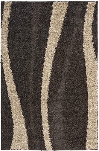 Image of Microfiber Hand Woven Shaggy Carpet Collection with 2 inch Pile Height Carpet for Bedroom Size 4x4 feet Square coular Beige /Dgrey