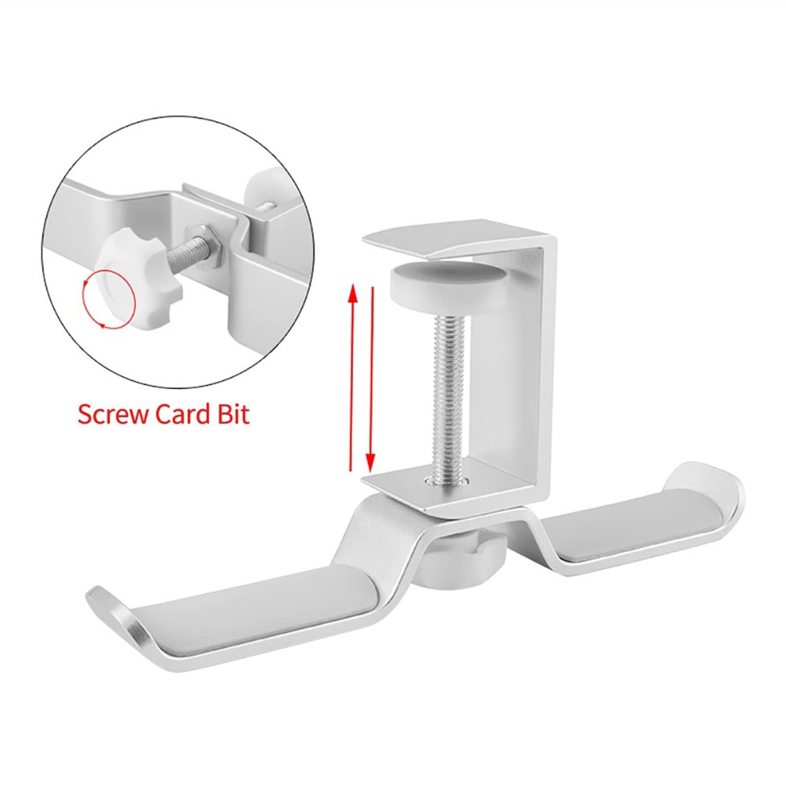 Supporto for Cuffie da Gioco for PC, Supporto for Doppio sotto la scrivania con Morsetto a Braccio Regolabile e Girevole, Organizer for Cavi Integrato(Silver)