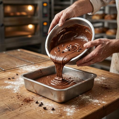 Image of Premium Non-Toxic Aluminium Square Heavy Duty Cake Mould (8x8x2 Inch) 145g Tapered Baking 1Kg Seamless Cake Tin Banane Wala Bartan Sancha for Brownie & Bread Microwave (Convection) OTG Safe Pan Silver