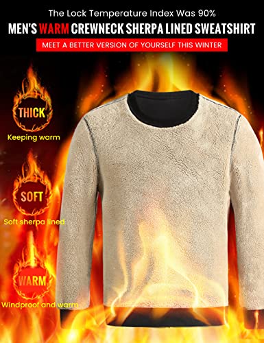 Faleave Men's Sherpa Lined Sweatshirt Fleece Crewneck Winter Thermal Thick Pullover Top2