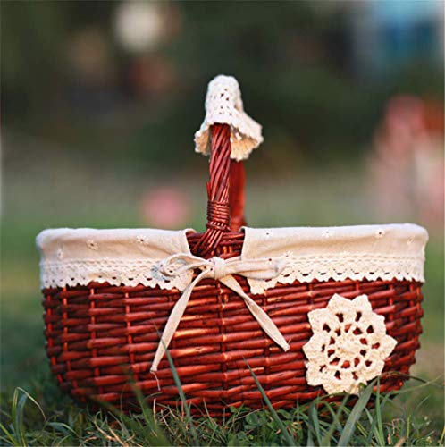 Brown Picnic Basket Vine Hand-picked Baby Clothes Gifts Collection 40 x 34 x 15cm