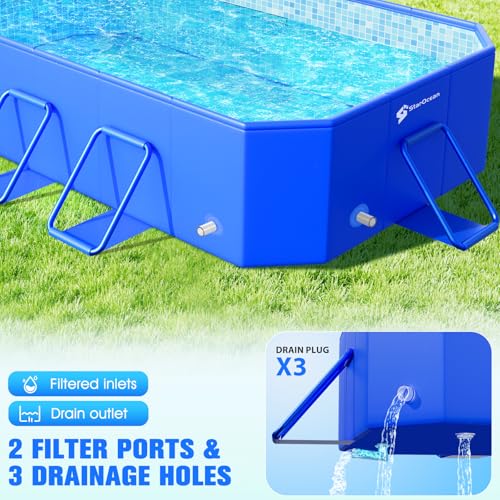 Image of StarOcean 2026 Foldable Pool, Large Non-Inflatable Swimming Pool for Kids,Adult Collapsible Pools Hard Plastic Shell, Oversized Thickened,Portable Folding Kids Pools for Backyard 90 inchx50 inchx20 inch-Blue