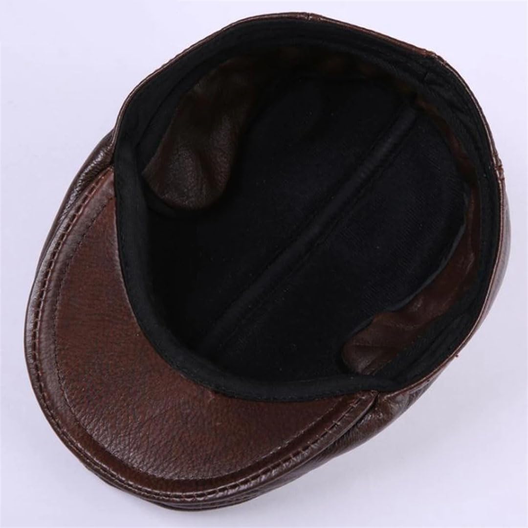 Boina clásica para hombre, de piel auténtica, para invierno, con pico de pato
