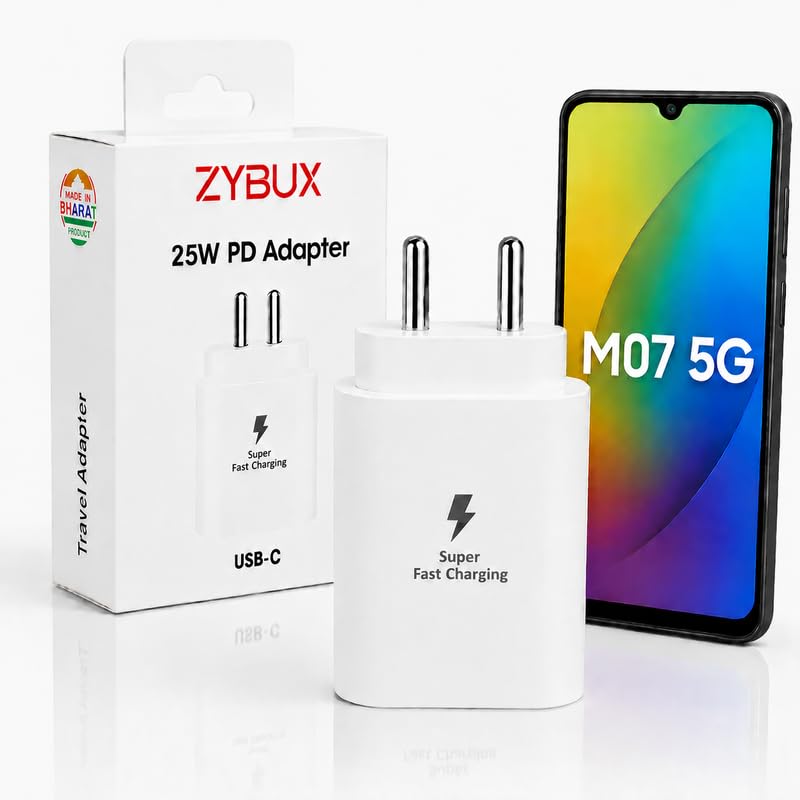Image of 25W USB-C Fast Charger Adapter Compatible with Samsung Galaxy A27 /A04 /A05 /A06 /M47 /M05 /M06|F04 /F05 /F06 /F07 /Tab S8|S9|S10 Series and Other Type-C Devices 25 Watt Super-Fast Charging Brick, White