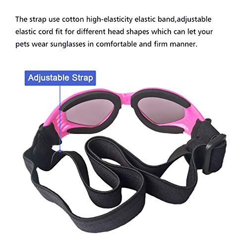 Pedomus Dog Goggles Dog Sunglasses Small Adjustable Strap For Uv Sunglasses Waterproof Protection For Dogs (Pink) #TOP3