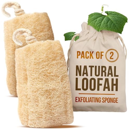 Exfoliating Body Scrubber Loofah Sponge - Natural Egyptian Bath & Shower Scrubbers for Face, Back & Body - Biodegradable Luffa Wash Exfoliator - Eco Friendly, No Toxic Chemicals