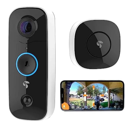 TOUCAN Wireless Video Doorbell Camera with Chime, 2-Way Audio, Motion Sensor, Night Vision, Alexa & Google, No Subscription Home Security Cameras