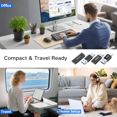 Image of Verilux 4Pcs Aluminum Alloy USB Adapter Kit, USB 3.0 Female to Female & Male to Male & Female to Male & USB Male to C Male with 5Gbps High-Speed Data Transfer for iPhone 17 /16 /15, Tablet, Laptop