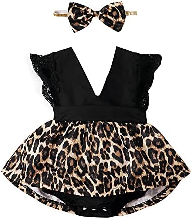 Baby Girl Dresses 6-9 Months Lace Ruffle Romper Skirt Black Leopard Dress Summer Baby Sundress Infant Girl Clothes 6-12 Month