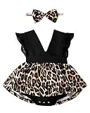 Baby Girl Dresses 6-9 Months Lace Ruffle Romper Skirt Black Leopard Dress Summer Baby Sundress Infan