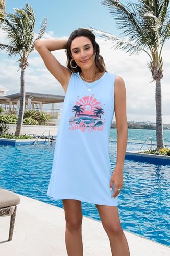 Image of American Flag Tank Dress for Women 4th of July Patriotic Graphic Sleeveless Mini Dress Casual Vacation Short Dresses
