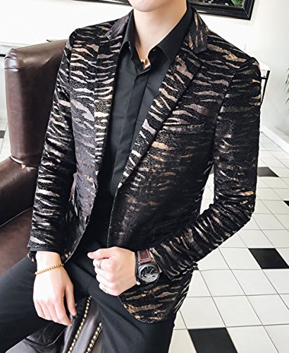 OUYE Men's Golden Leopard 2 Button Casual Blazer3